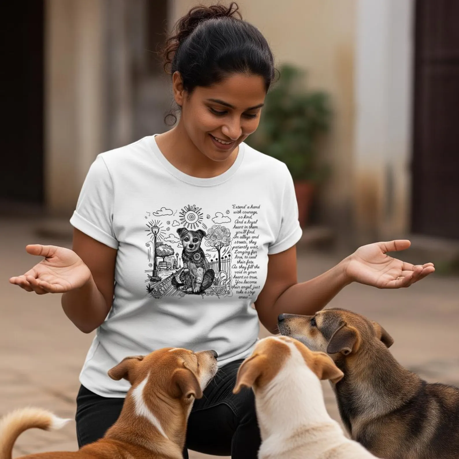 Indie Dog Rescue T-Shirt | Indian Street Dog Awareness Tee | Adopt Graphic Cotton Shirt
